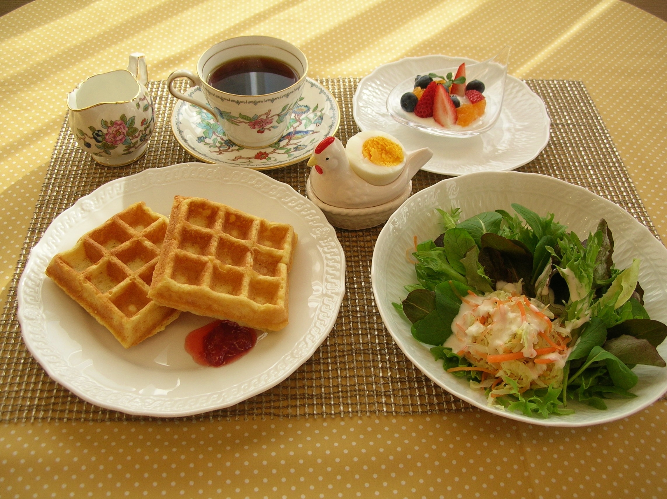 ワッフル・朝食