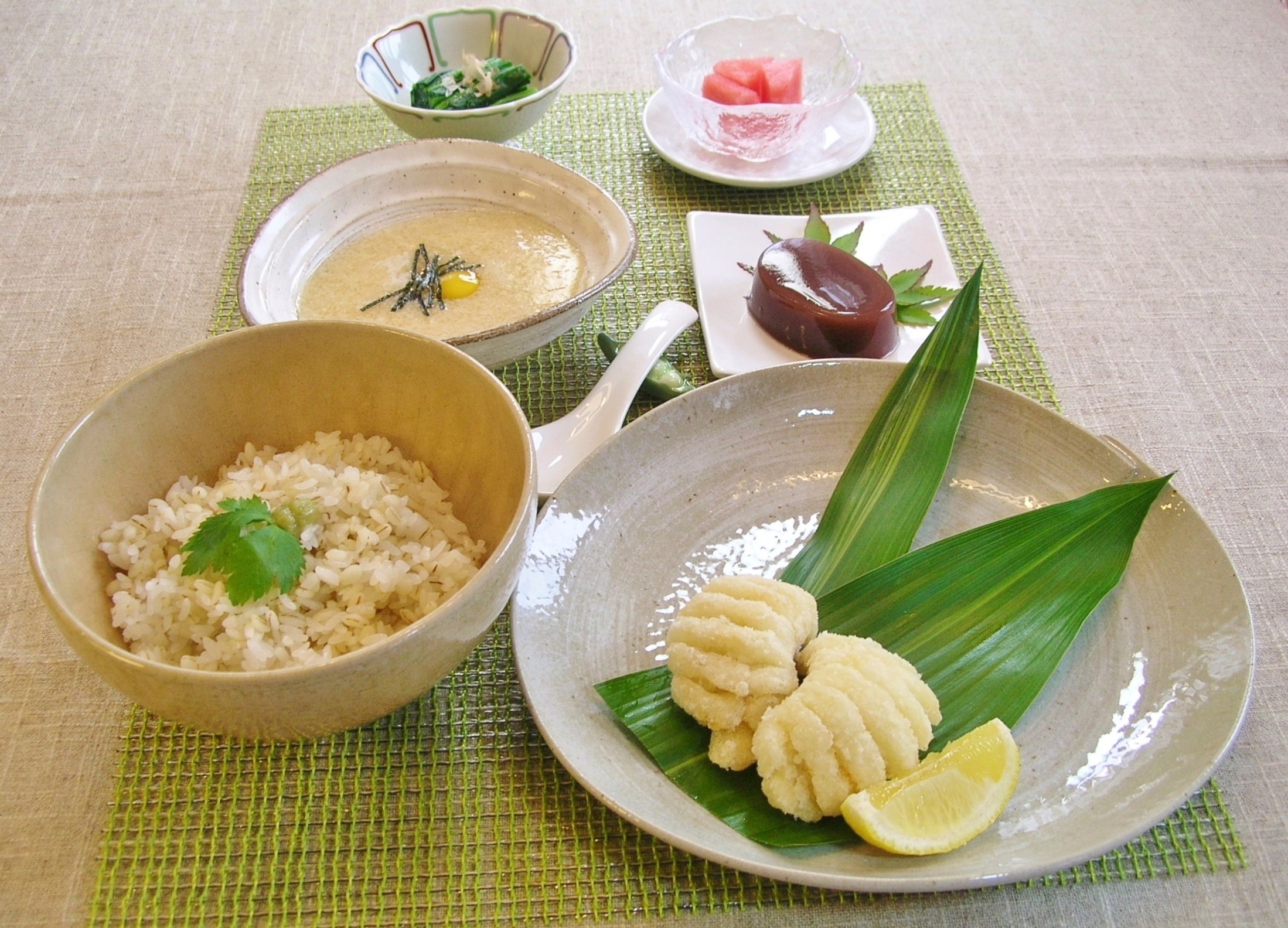 オコゼの唐揚げ＆麦とろご飯